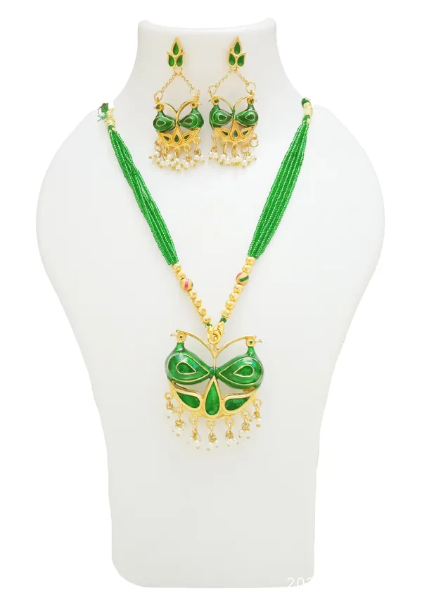 Assamese_Traditional_Gold_Plated_Green_Colour_Loka_Para_Tassel_Jewellery_Set_For_Women