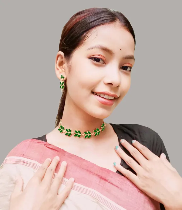 Assamese_Traditional_Gold_Plated_Green_Golpota_Choker_Necklace_Set_For_Women_&_Girl