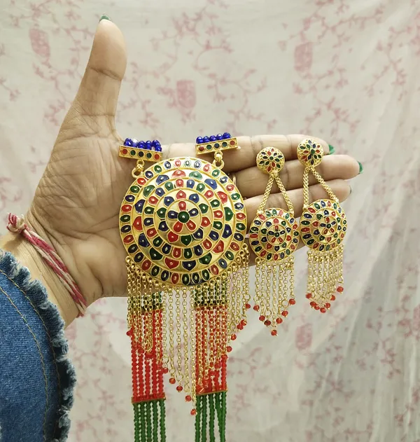 Assamese_Traditional_Multi_Colour_Japi_Tassel_Jewellery_Set_For_Women_&_Girl