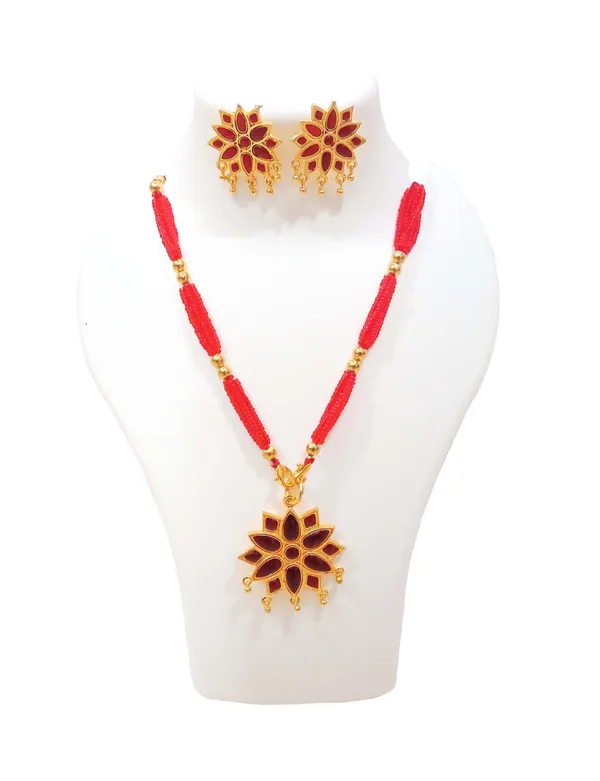 Assamese_Traditional_Red_Meenakari_Star_Jewellery_Set_For_Women