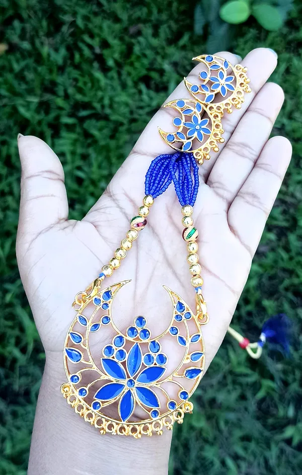 Assamese_Traditional_Blue_Colour_Joonbiri_Tassel_Jewellery_Set_For_Women