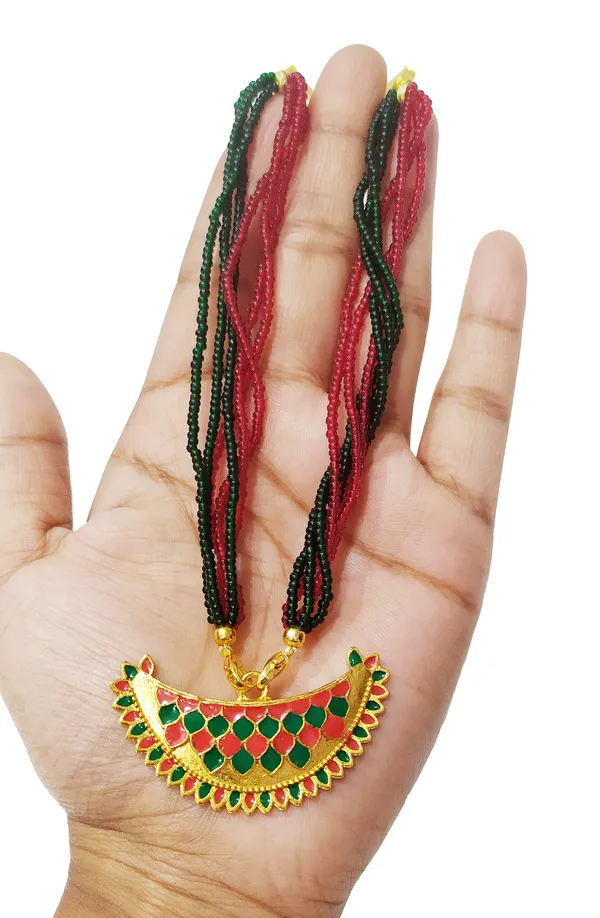 (Pack_Of_2)_Assamese_Traditional_Red_Green_Meenakari_Jewellery_For_Girls_&_Women