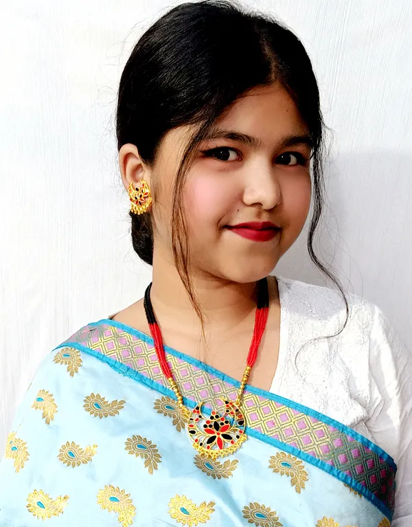Assamese_Traditional_Gold_Plated_Red_Black_Colour_Junbiri_Tassel_Jewellery_Set_For_Women_&_Girl