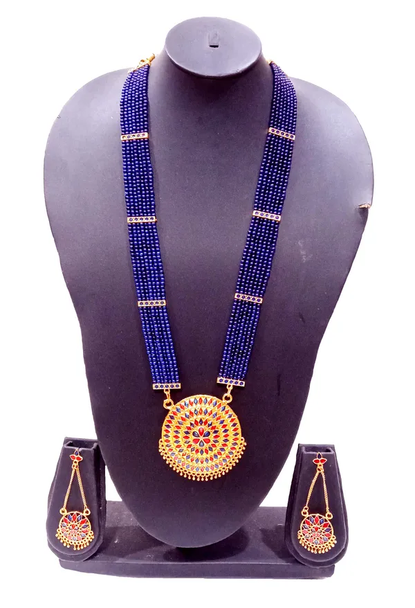 Assamese_Traditional_Gold_Plated_Red_Blue_Minakari_Japi_Tassel_Jewellery_Set_For_Women