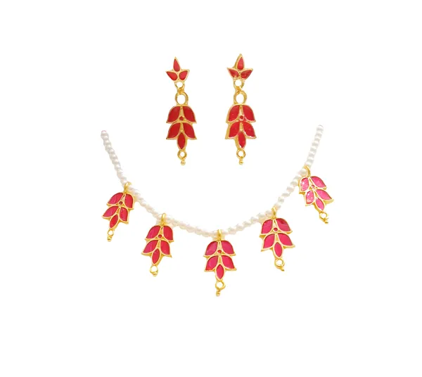 Assamese_Traditional_Gold_Plated_Red_Color_Choker_Golpatta_Necklace_For_Women_And_Girl