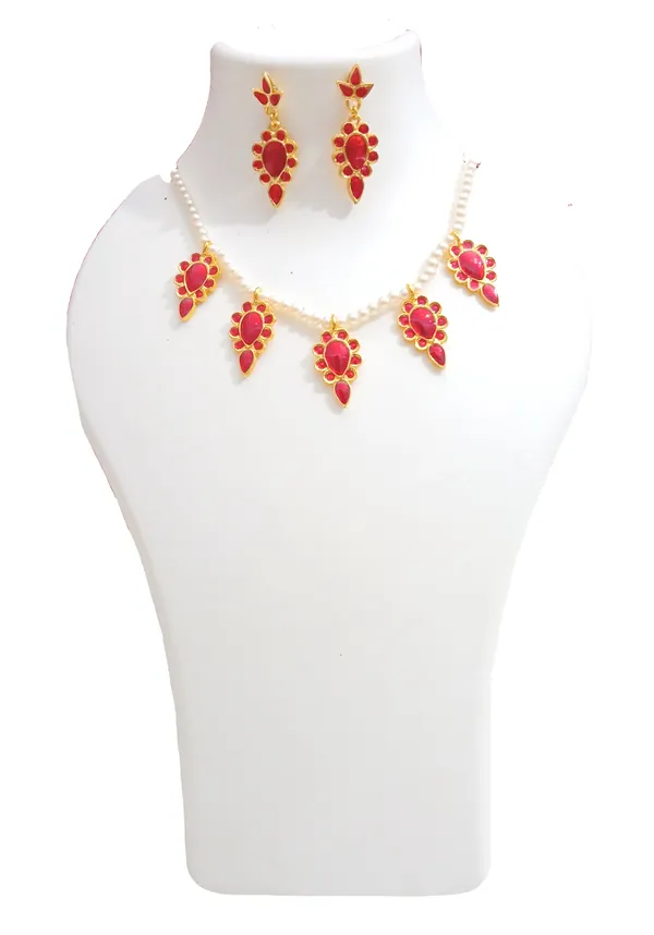 Assamese_Traditional_Gold_Plated_Red_Dugdugi_With_White_Pearl_Golpatta_Choker_Necklace_For_Women_And_Girl