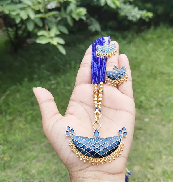 Assamese_Traditional_Blue_Colour_Tassel_Jewellery_Set_For_Women_&_Girl