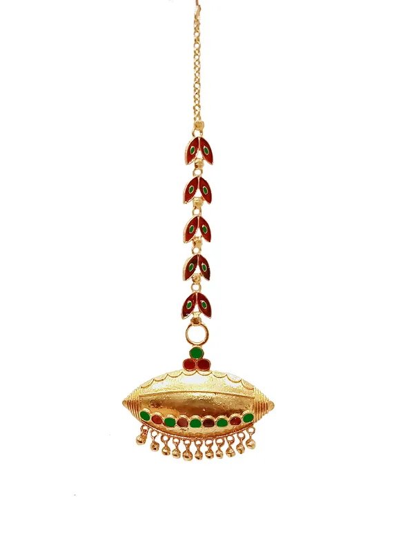 Assamese_Copper_Red_Green_Maang_Tikka_For_Women_&_Girl
