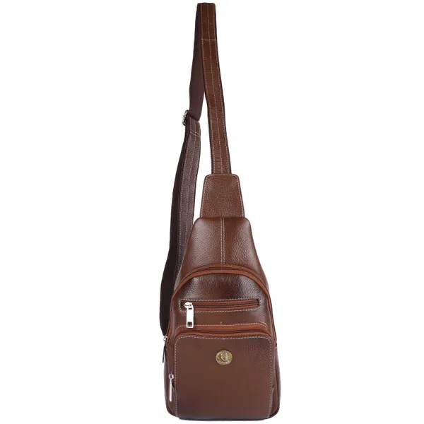100%_pure_genuine_leather_12_inches_sling_cross_body_outdoor_travel_passport_chest_bag_for_men_and_women,_black