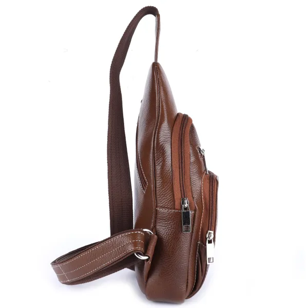 100%_pure_genuine_leather_12_inches_sling_cross_body_outdoor_travel_passport_chest_bag_for_men_and_women,_black