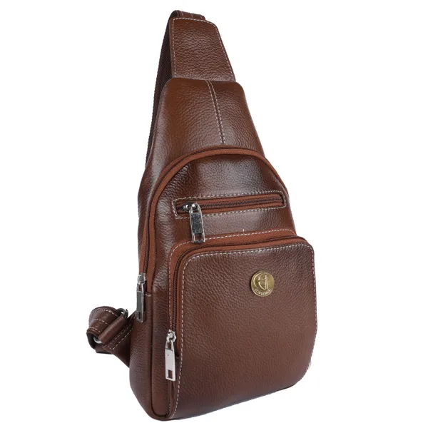 100%_pure_genuine_leather_12_inches_sling_cross_body_outdoor_travel_passport_chest_bag_for_men_and_women,_black
