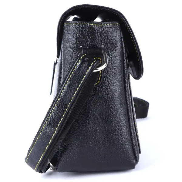 HiLEDER_Genuine_Leather_Crossbody_Sling_Messenger_Slim_Shoulder_Purse_Satchel_Bag_for_Women_&_Girl_with_Magnetic_Snap_Closure_|_Medium_Size_|_Black