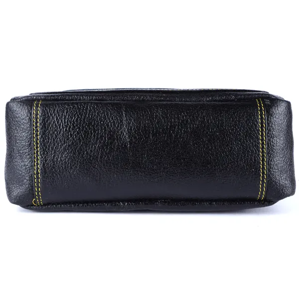 HiLEDER_Genuine_Leather_Crossbody_Sling_Messenger_Slim_Shoulder_Purse_Satchel_Bag_for_Women_&_Girl_with_Magnetic_Snap_Closure_|_Medium_Size_|_Black