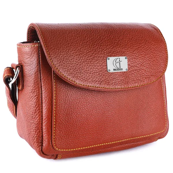 HiLEDER_Genuine_Leather_Crossbody_Sling_Messenger_Slim_Shoulder_Purse_Satchel_Bag_for_Women_&_Girl_with_Magnetic_Snap_Closure_|_Medium_Size_|_Orange