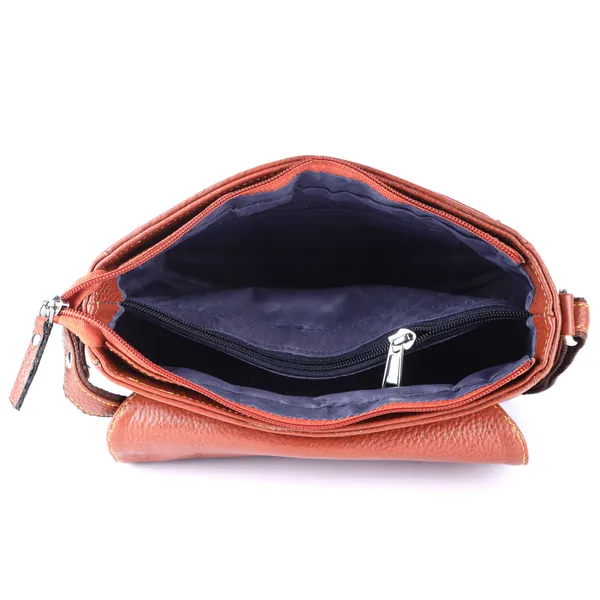 HiLEDER_Genuine_Leather_Crossbody_Sling_Messenger_Slim_Shoulder_Purse_Satchel_Bag_for_Women_&_Girl_with_Magnetic_Snap_Closure_|_Medium_Size_|_Orange