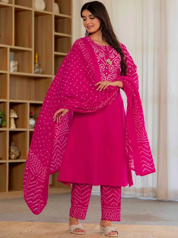 Pink_Bandhani_Ethnic_Cotton_Kurta_Set_with_Dupatta_for_Women