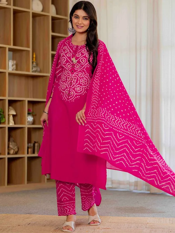 Pink_Bandhani_Ethnic_Cotton_Kurta_Set_with_Dupatta_for_Women