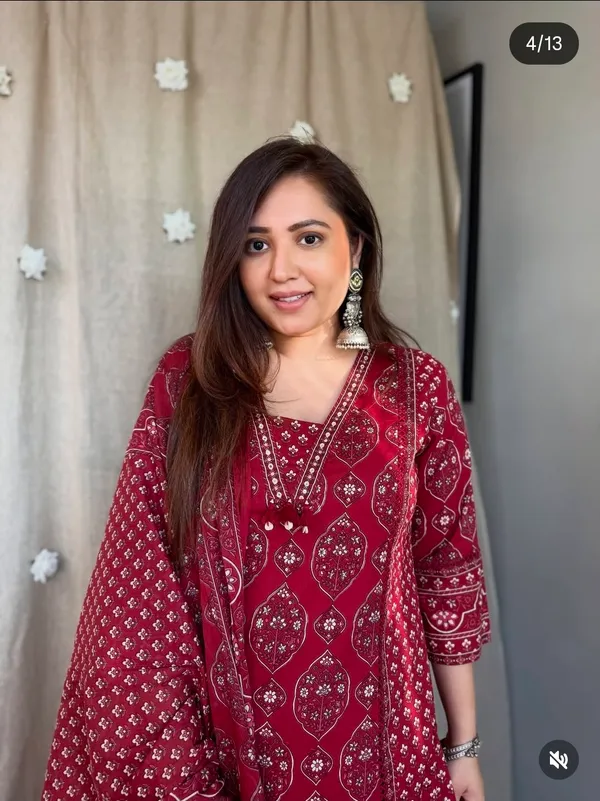 Jaipur_kurta_Premium_Maroon_Printed_Anarkali_Kurti_Pant_Set