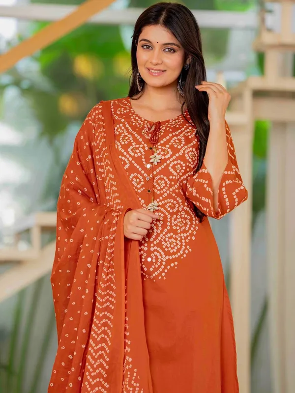 Jaipur_kurta's_Orange_Bandani_Print_cotton_kurta_set_for_women