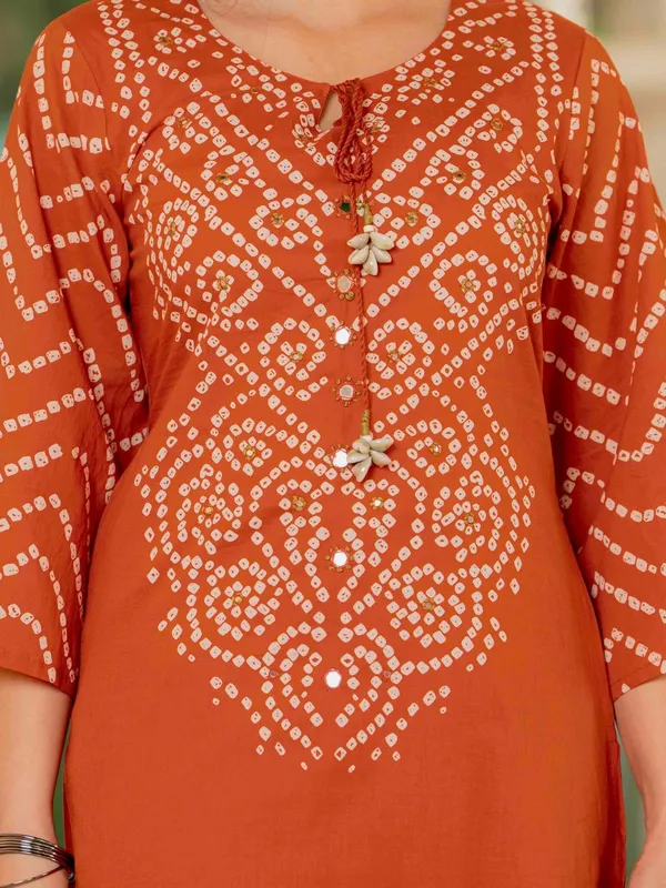 Jaipur_kurta's_Orange_Bandani_Print_cotton_kurta_set_for_women