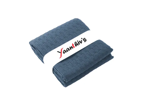 Yaanthiv's_Exoluxury_Waffle_Textured_Bath_Towels,_Pack_of_1,_Blue