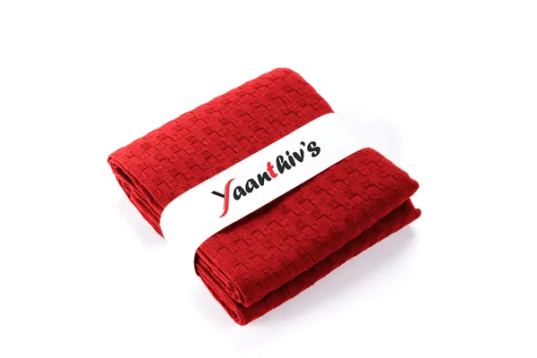 Yaanthiv's_Exoluxury_Waffle_Textured_Bath_Towels,_Pack_of_1,_Red