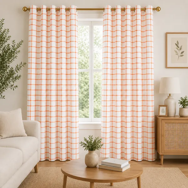 Orange_Checked_Cotton_Curtains_Pack_of_2