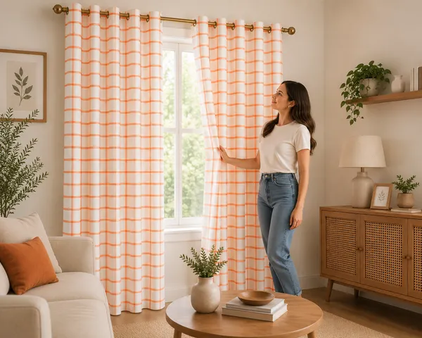 Orange_Checked_Cotton_Curtains_Pack_of_2