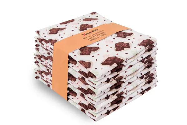 Yaanthiv's_Printed_Kitchen_Napkins_-_Pack_of_12_Cotton,_Soft_&_Absorbent_Reusable_Cloth_Napkins_for_Dining,_Parties_&_Everyday_Use_Machine_Washable_&_Eco-Friendly,_(Size-_18_X_28_Inch,_Brownie_Printed)