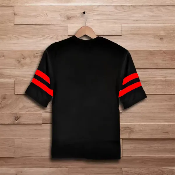 Black::Red_Round_Neck_Cotton_Blend_Stylish_Fashionable_T-Shirt_For_Men