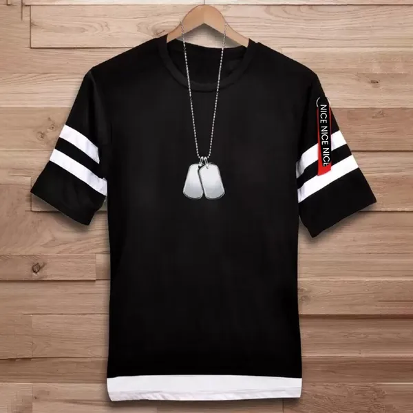 Black_White_Round_Neck_Cotton_Blend_Stylish_Fashionable_T-Shirt_For_Men