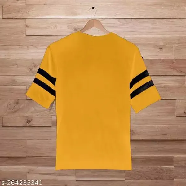 Mustard_Round_Neck_Cotton_Blend_Stylish_Fashionable_Tshirt_For_Men