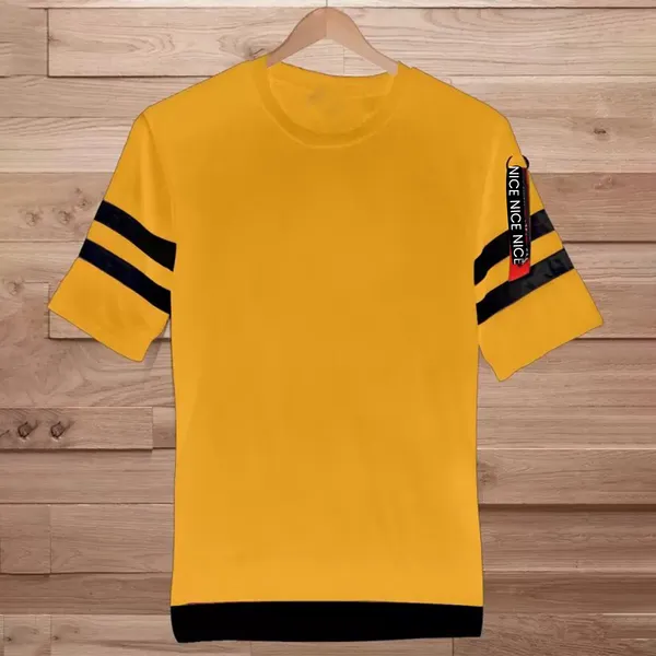 Mustard_Round_Neck_Cotton_Blend_Stylish_Fashionable_Tshirt_For_Men