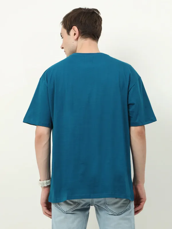 Blue_Round_Neck_Cotton_Blend_Stylish_Fashionable_Printed_T-shirt_For_Men