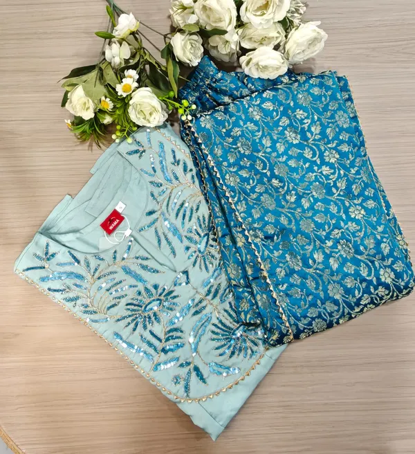 Embroidered_Kurti_with_Brocade_Palazzo Set.