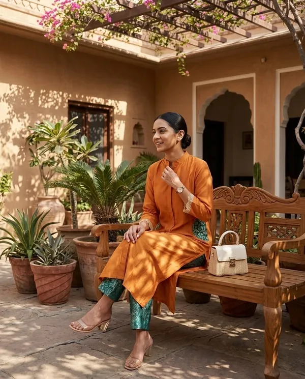 Kesariya_Chanderi_Kurta_Set