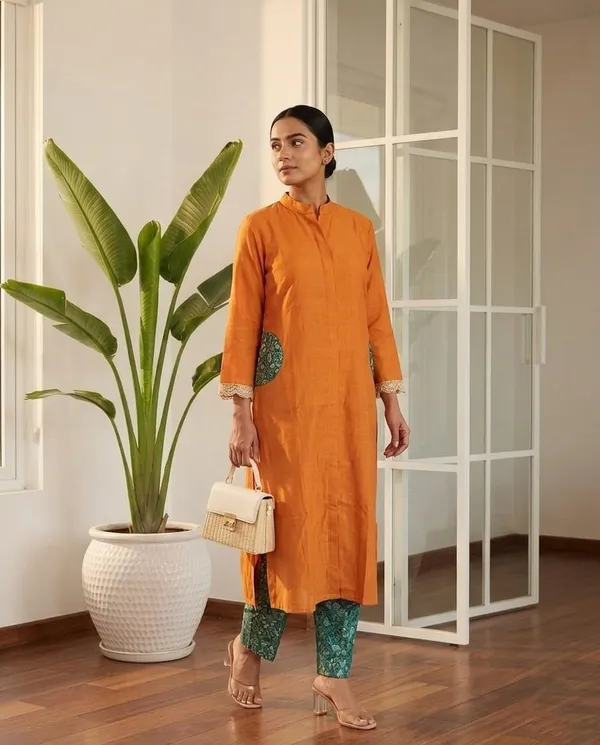 Kesariya_Chanderi_Kurta_Set