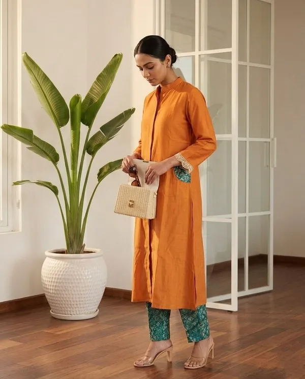 Kesariya_Chanderi_Kurta_Set