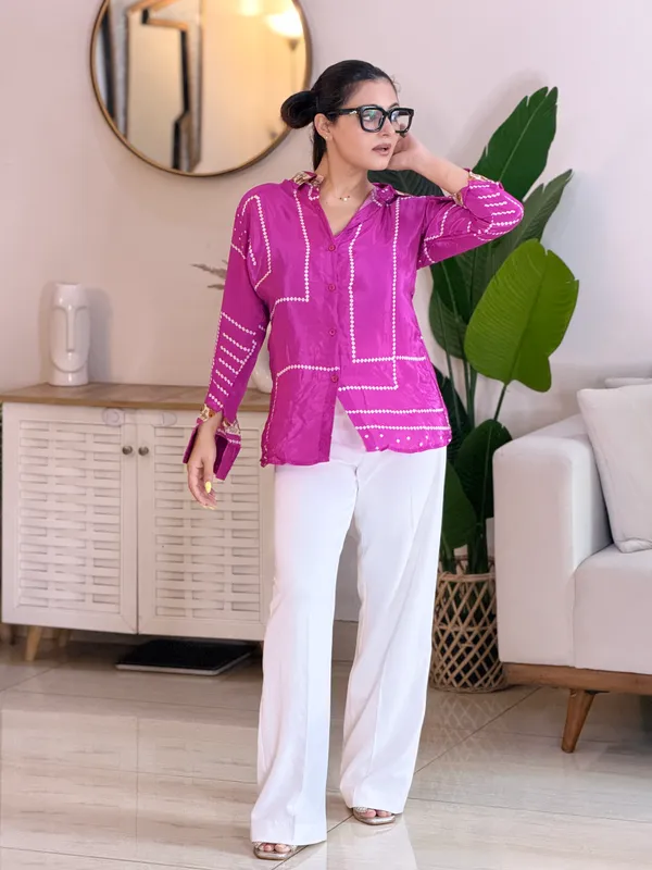 Royal_Pink_Peacock_Patchwork_Crepe_Shirt