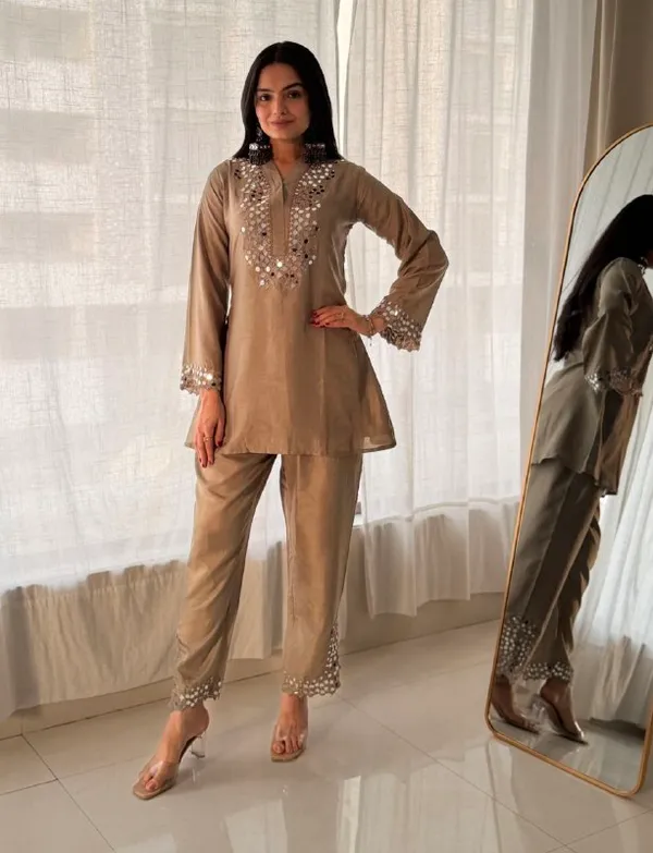 A_coordinated_Short_Kurti_and_Trouser_set