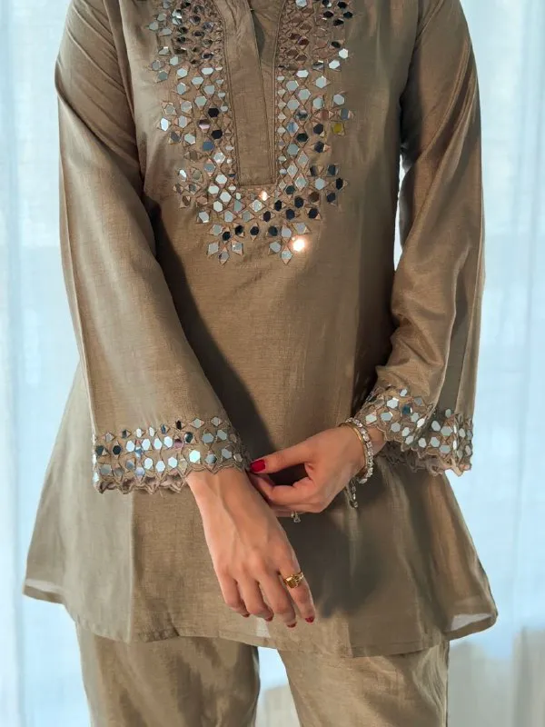 A_coordinated_Short_Kurti_and_Trouser_set