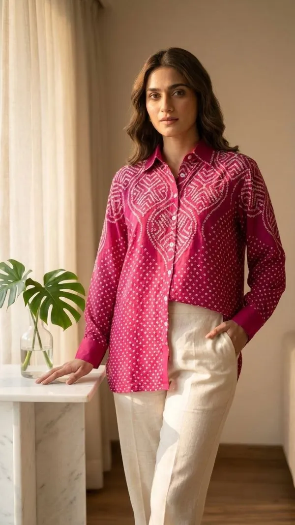 Fuchsia_Medallion_Bandhani_Crepe_Shirt