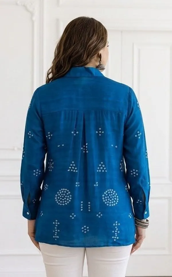 Indigo_Bandhani_Muslin_Fusion_Shirt