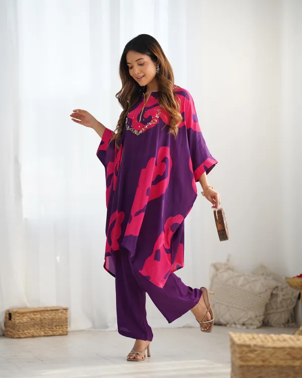 Purple_Printed_Kaftan_Set