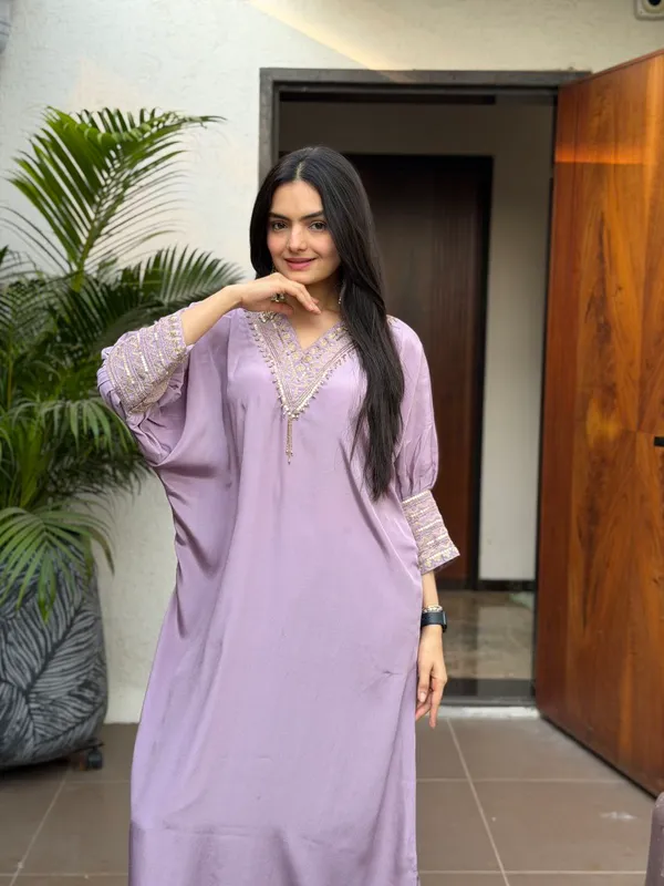 Lavender_Crape_Silk_Embroidered_Kaftan_Kurta