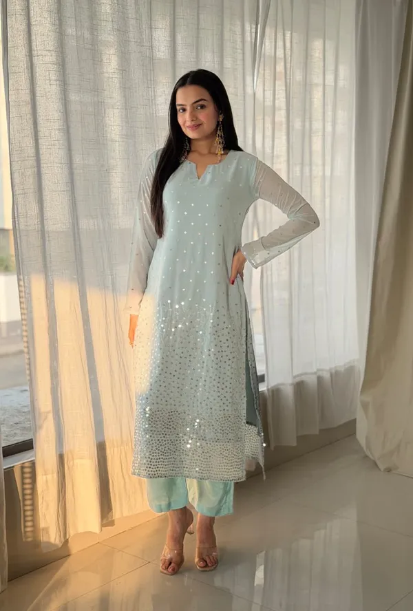 Seafoam_Green_Georgette_Kurti_Set"