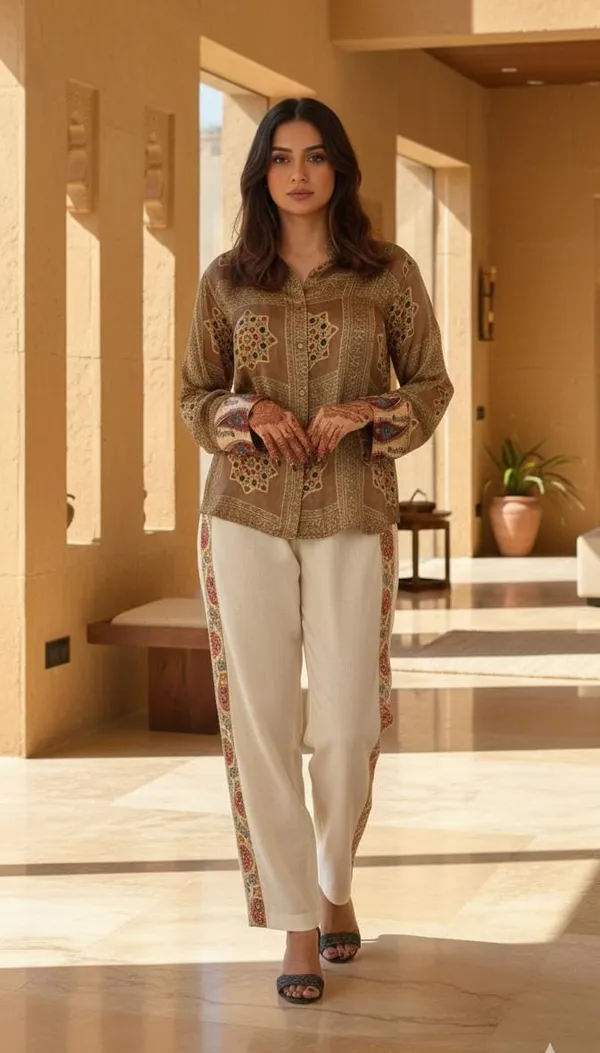 Olive_Geometric_Fusion_Shirt