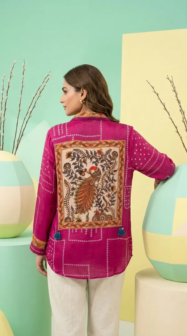 Royal_Pink_Peacock_Patchwork_Crepe_Shirt