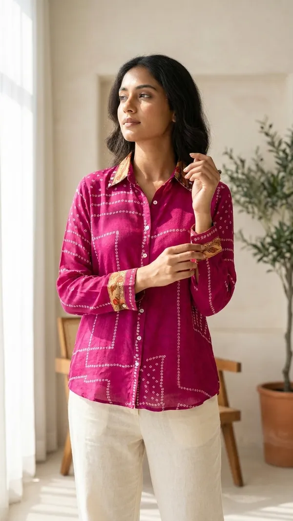 Royal_Pink_Peacock_Patchwork_Crepe_Shirt