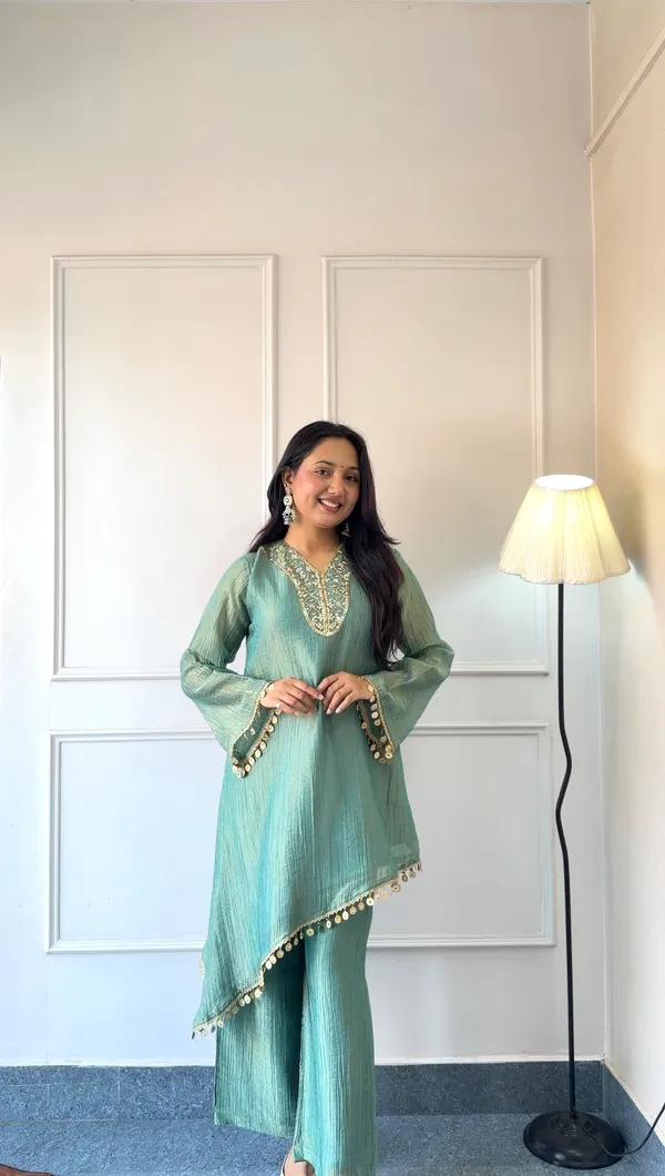 Sage_Shimmer_kurta_Set